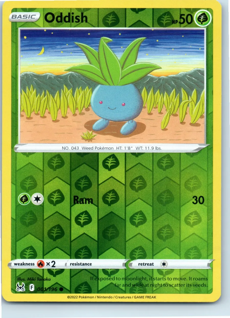 Oddish 001/196 front, the actual card for sale