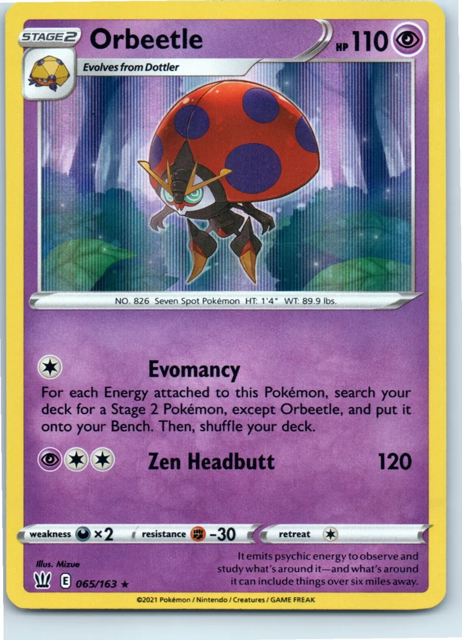 Orbeetle 065/163 front, the actual card for sale