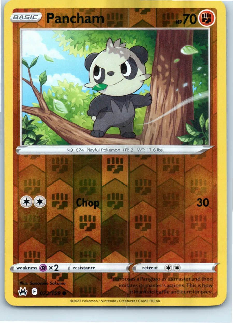 Pancham 072/159 front, the actual card for sale