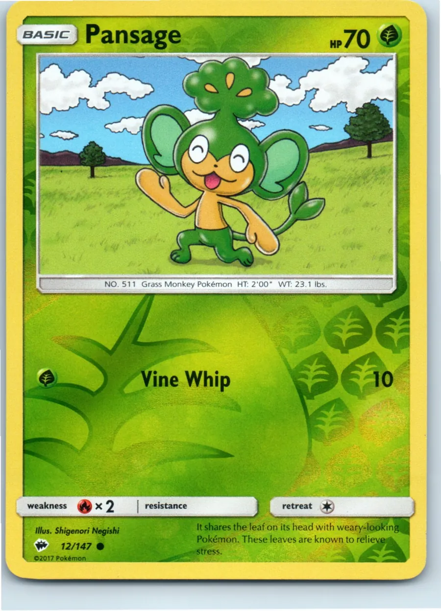 Pansage 12/147 front, the actual card for sale