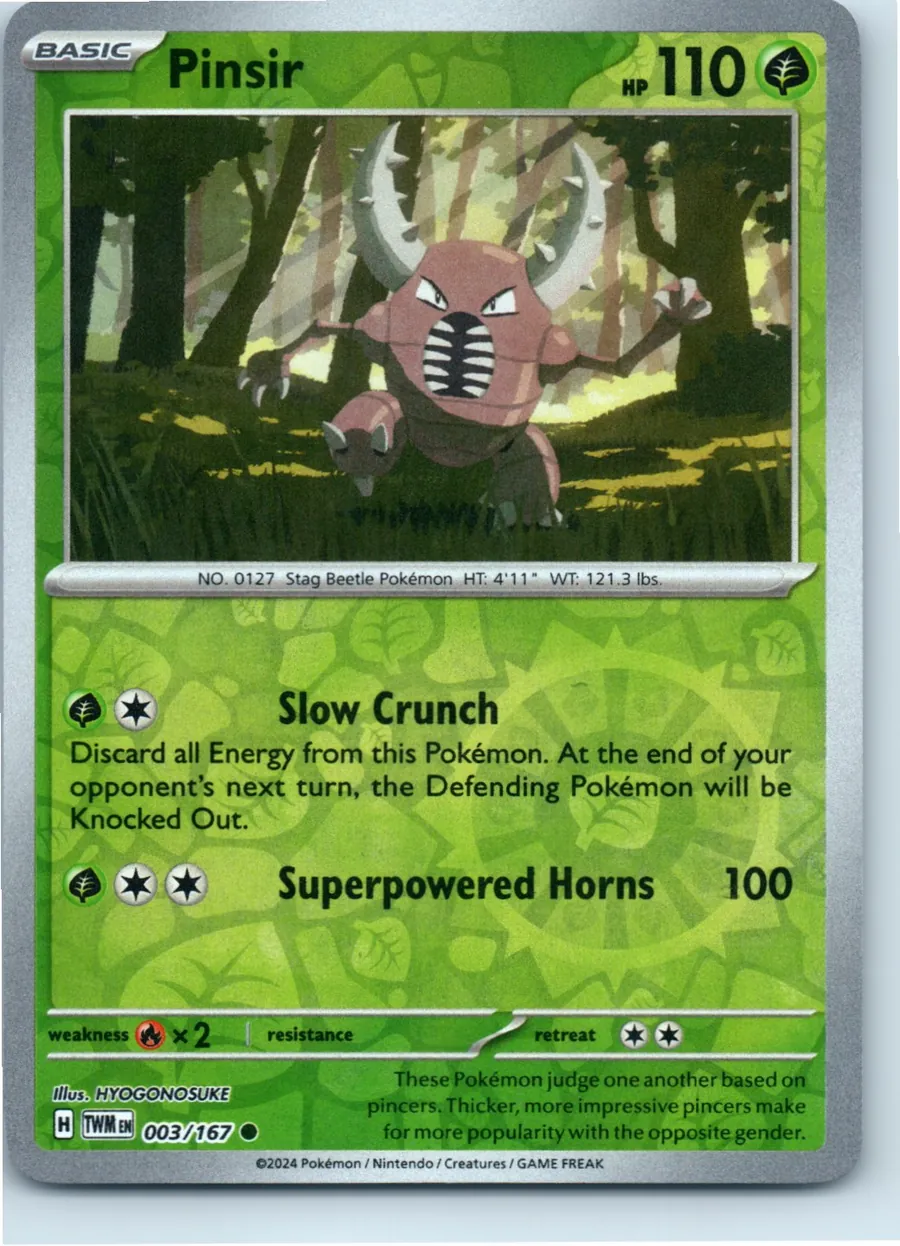 Pinsir 003/167 front, the actual card for sale