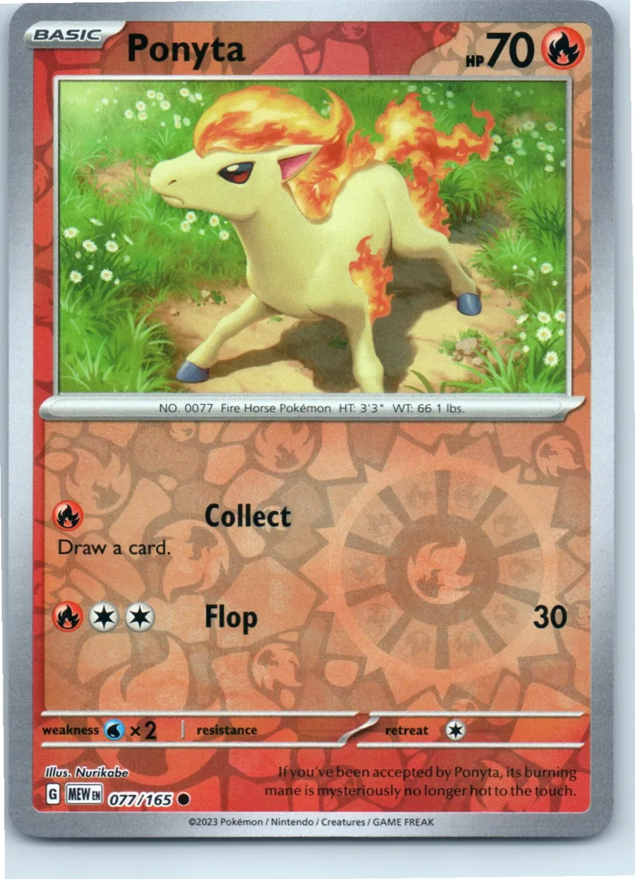 Ponyta 077/165 front, the actual card for sale