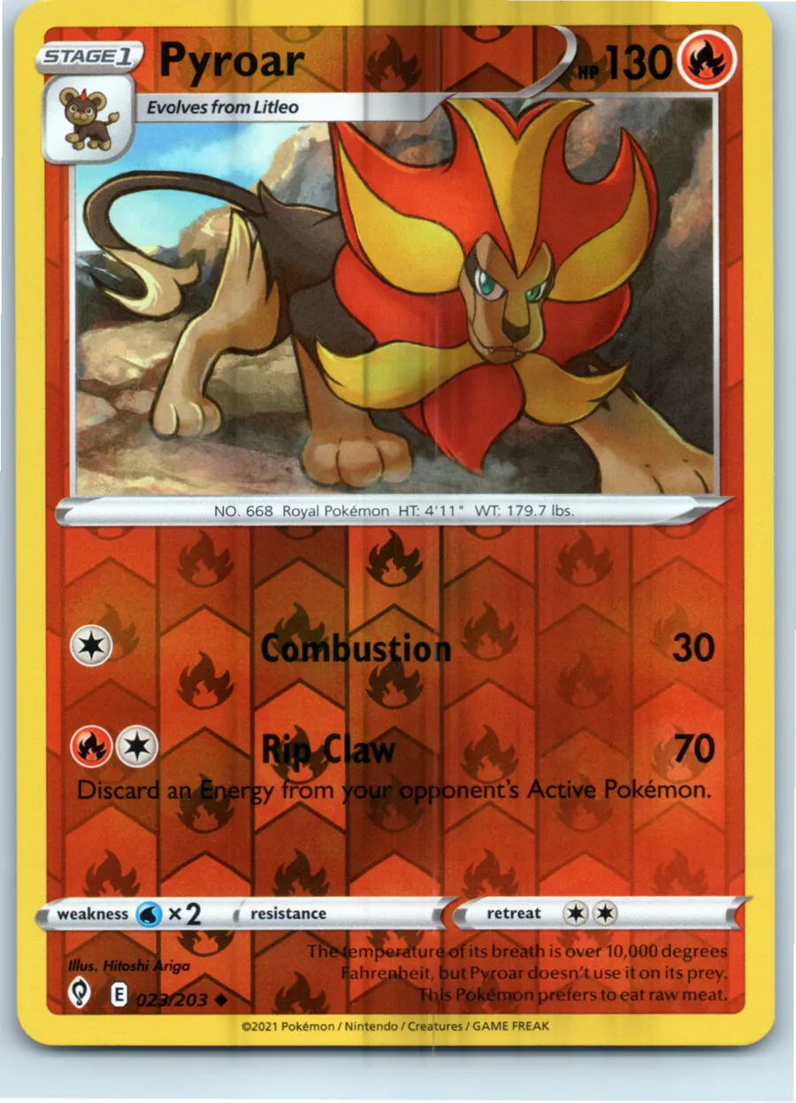 Pyroar 023/203 front, the actual card for sale
