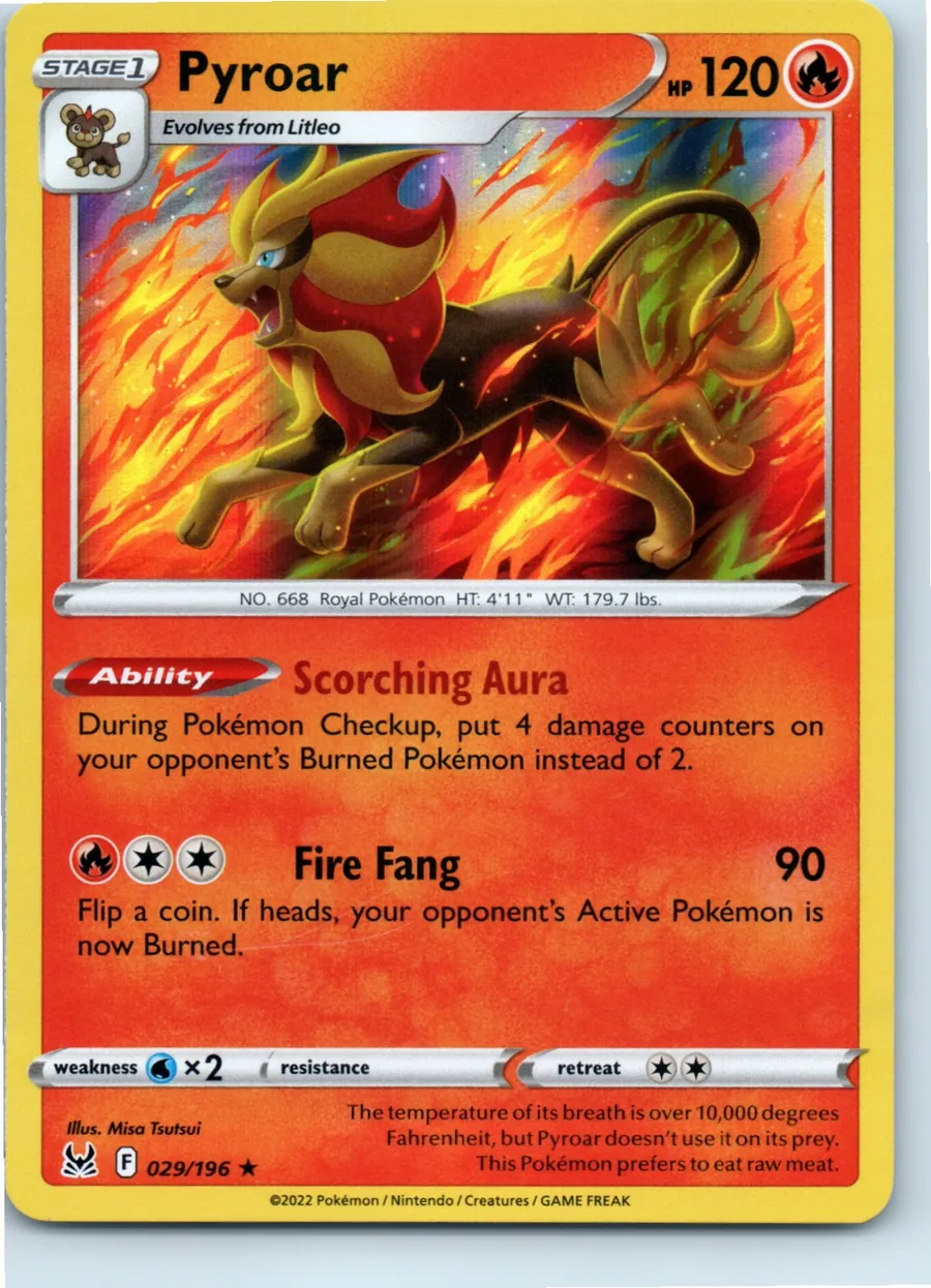 Pyroar 029/196 front, the actual card for sale