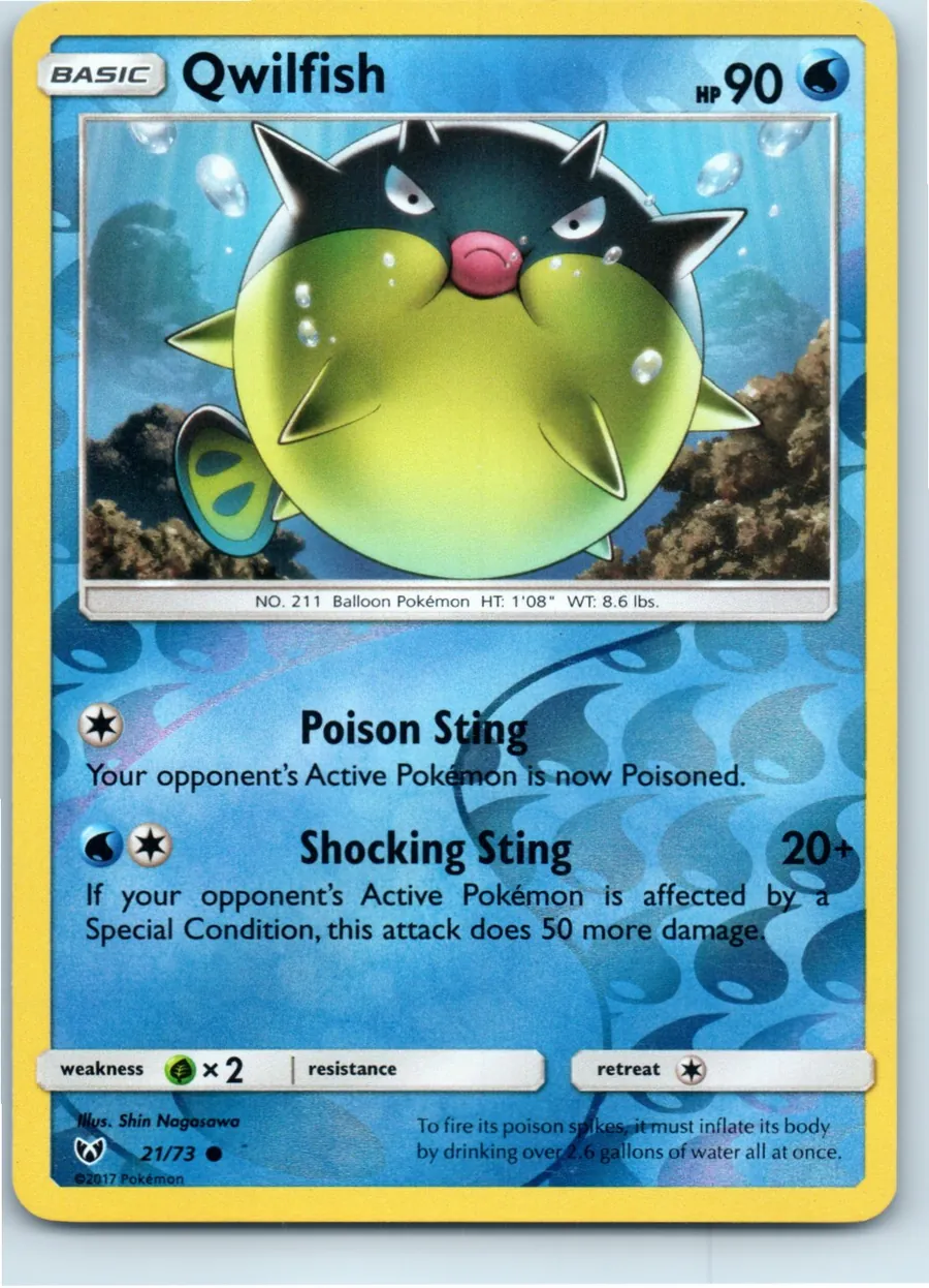 Qwilfish 21/73 front, the actual card for sale