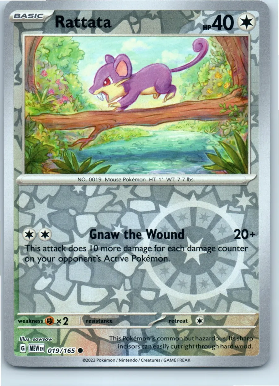 Rattata 019/165 front, the actual card for sale