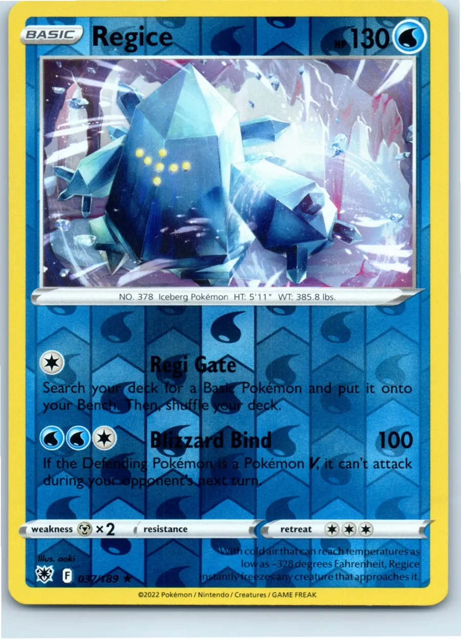Regice 037/189 front, the actual card for sale