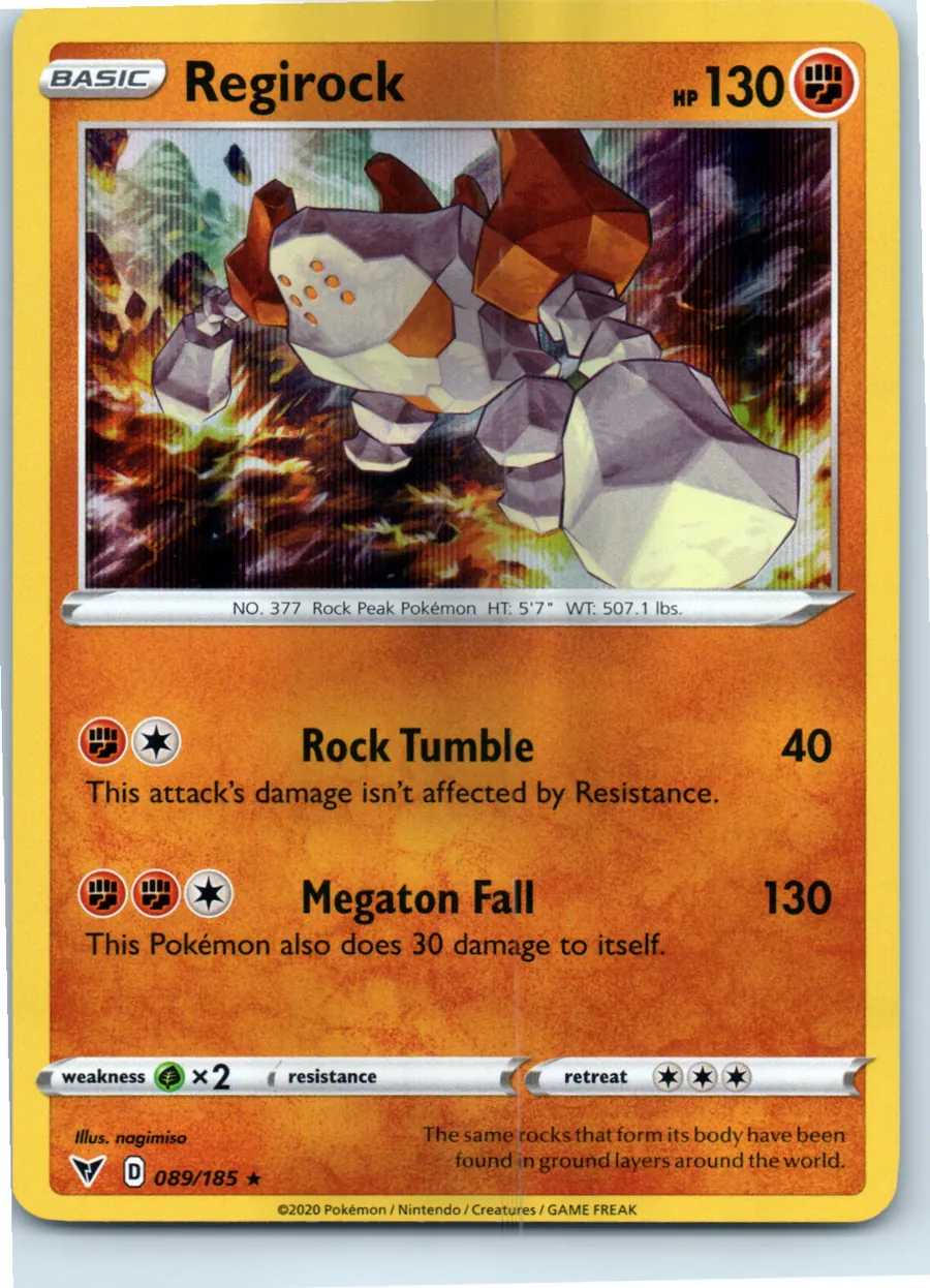 Regirock 089/185 front, the actual card for sale