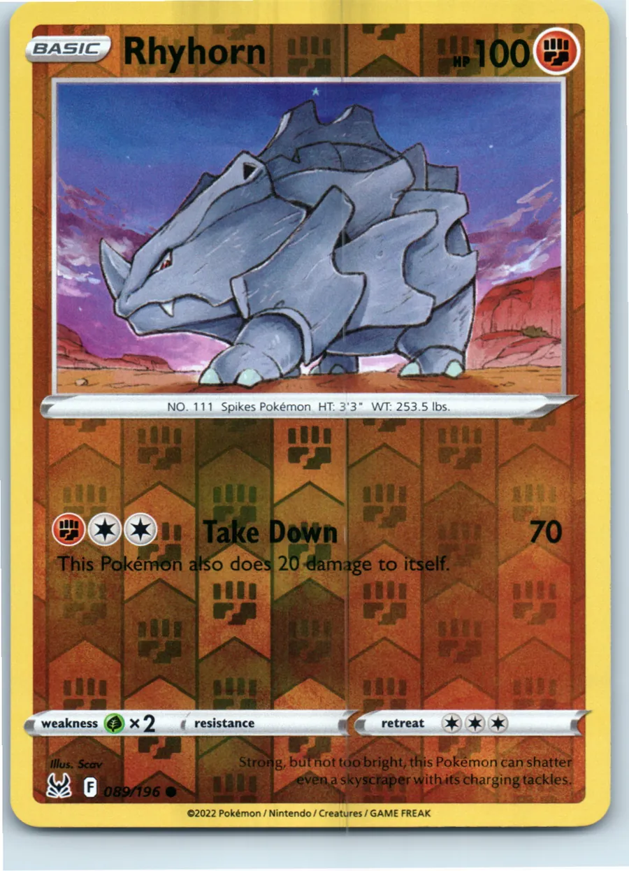 Rhyhorn 089/196 front, the actual card for sale