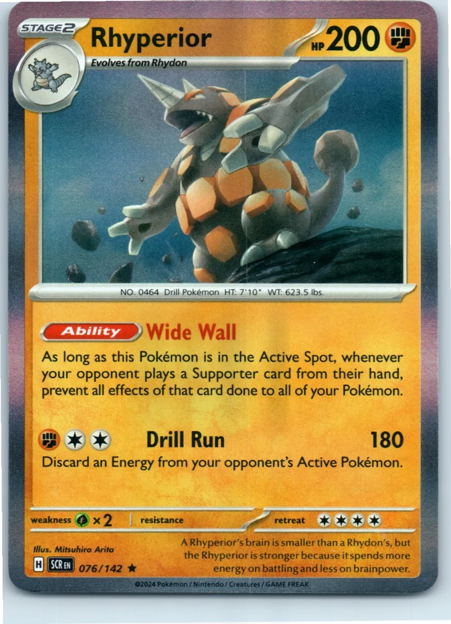 Rhyperior 076/142 front, the actual card for sale