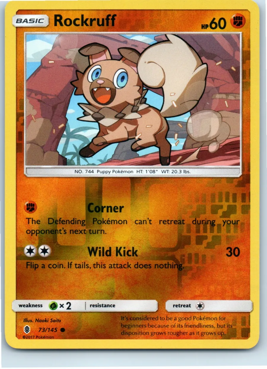 Rockruff 73/145 front, the actual card for sale