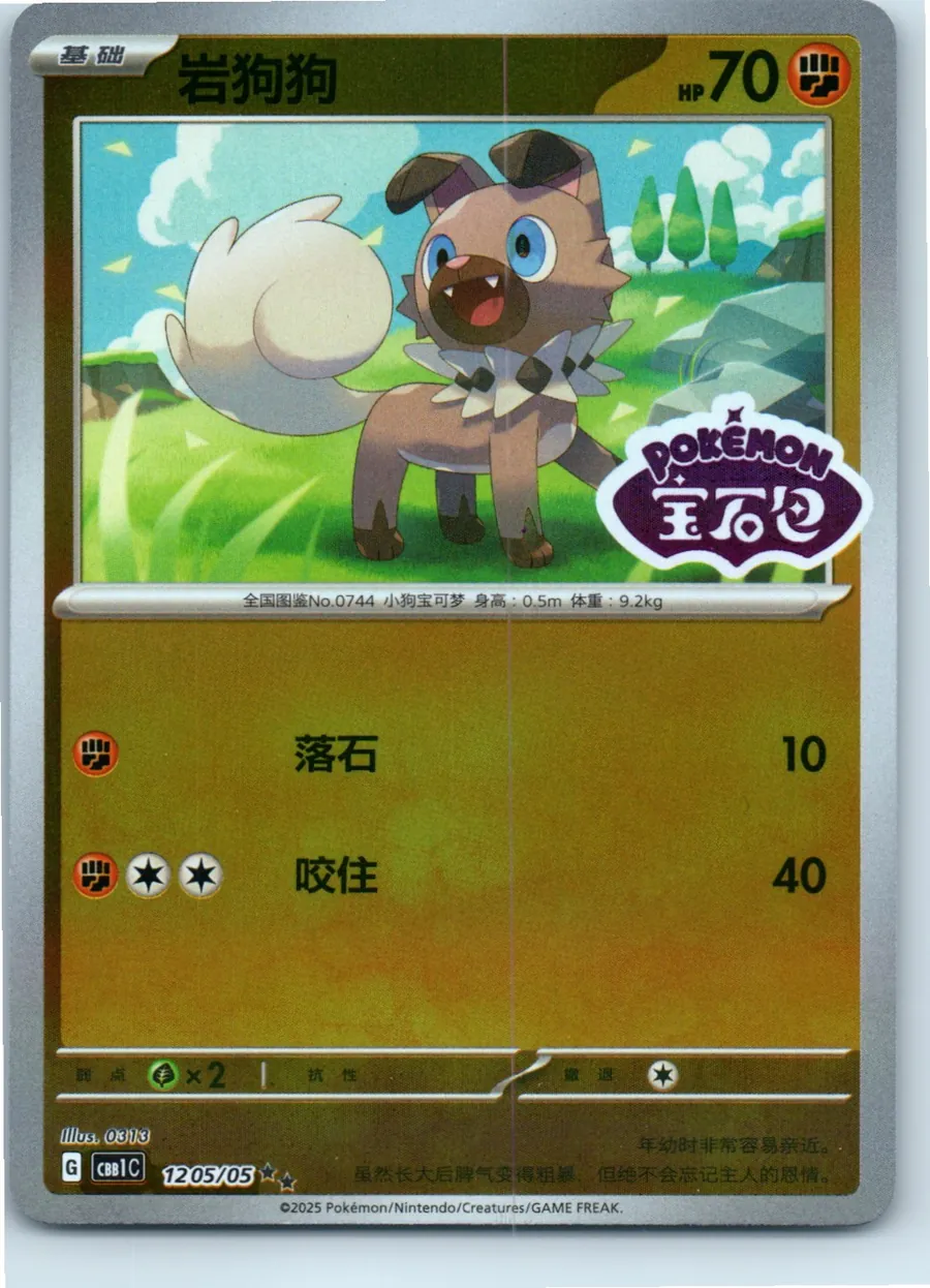 Rockruff (Star Pattern) 1205/05 front, the actual card for sale