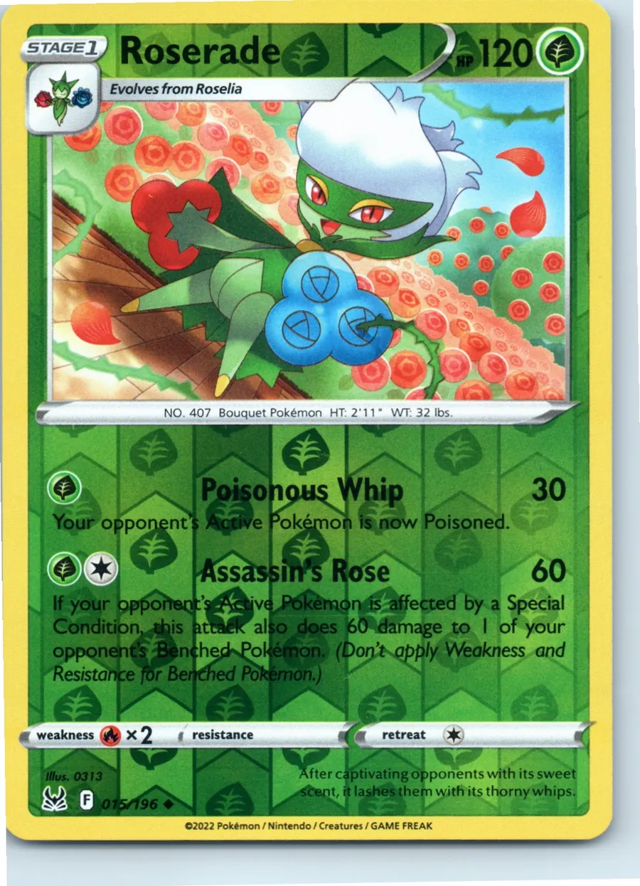 Roserade 015/196 front, the actual card for sale