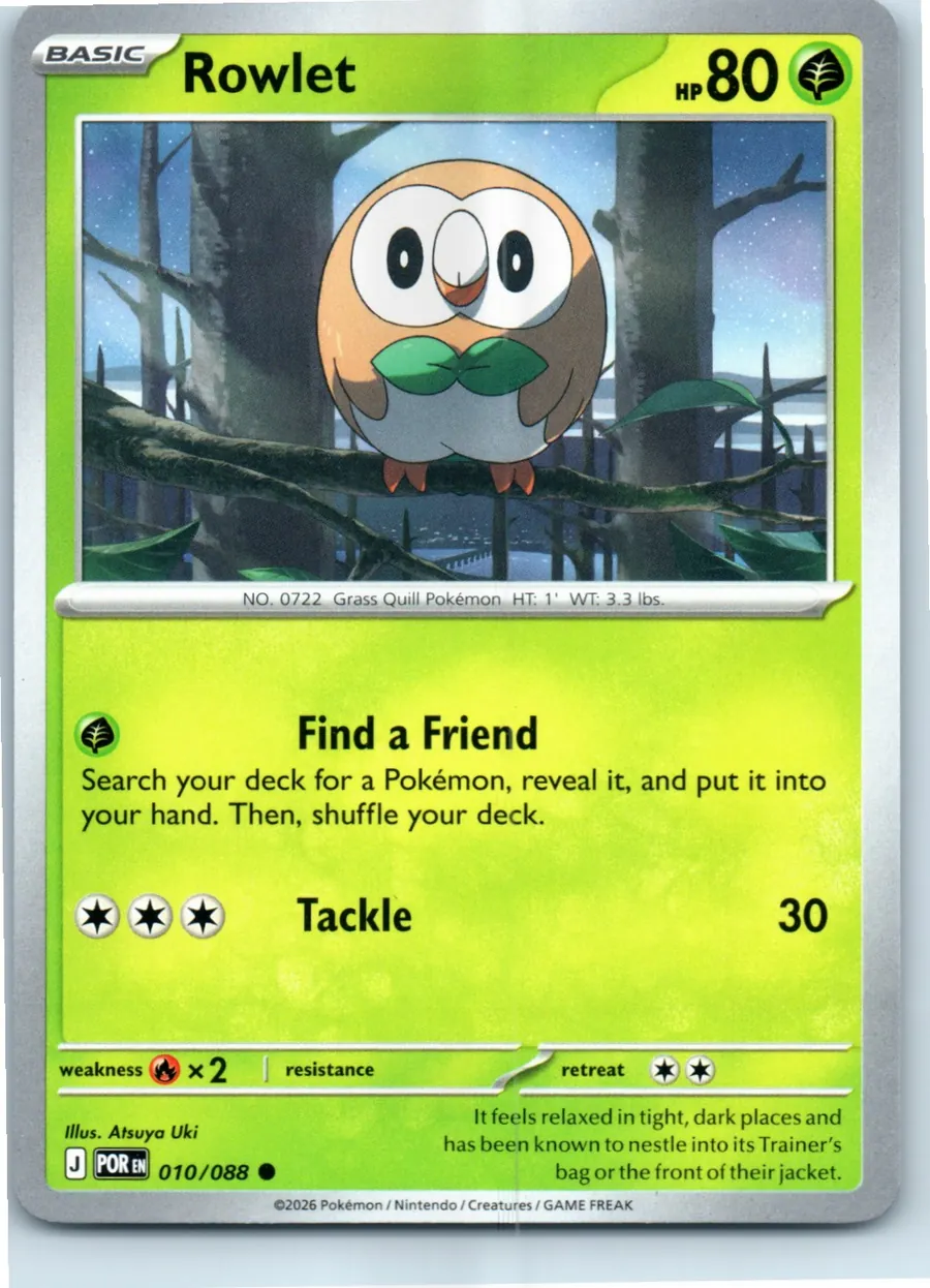 Rowlet 010/088 front, the actual card for sale