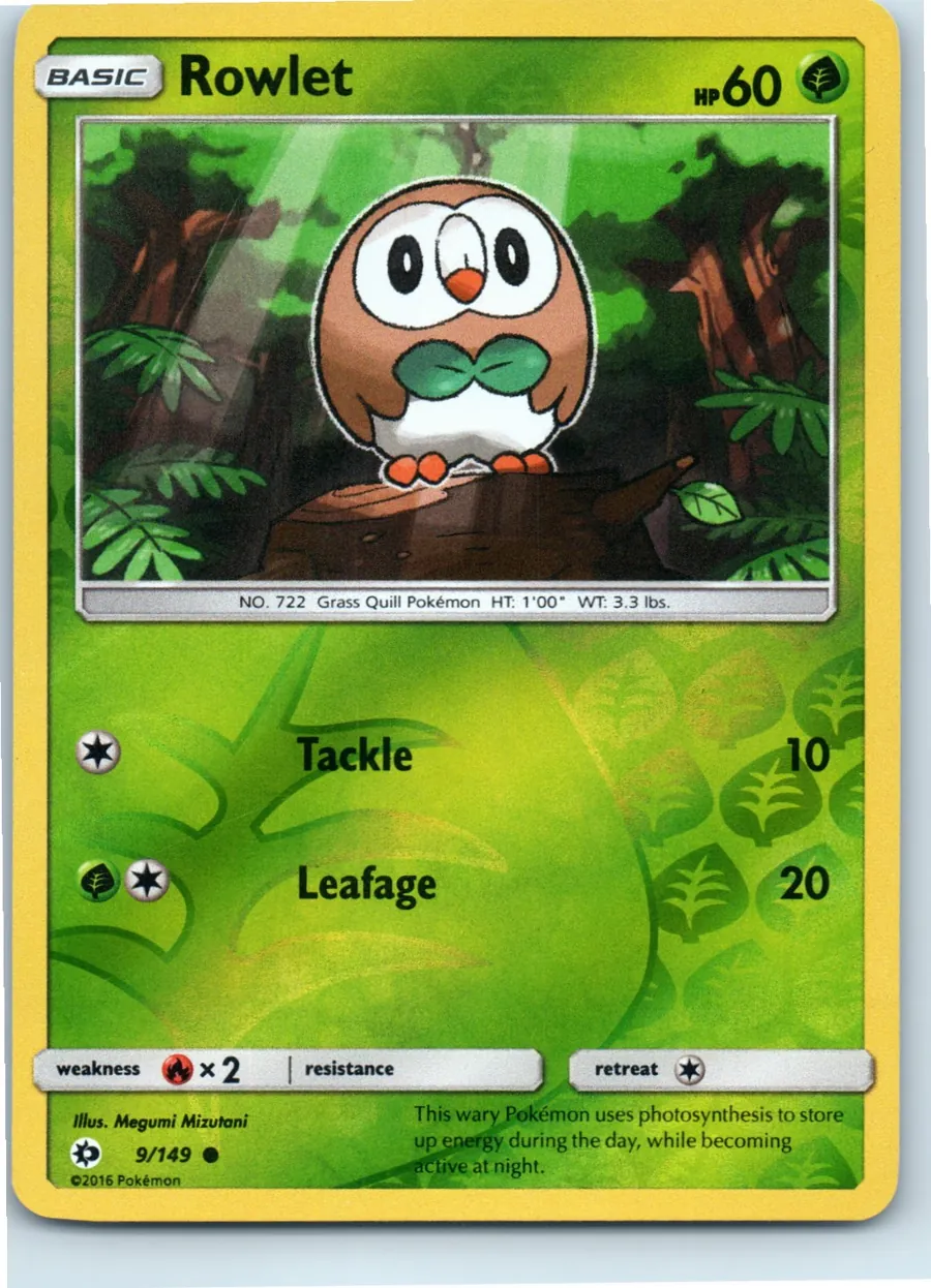 Rowlet 9/149 front, the actual card for sale