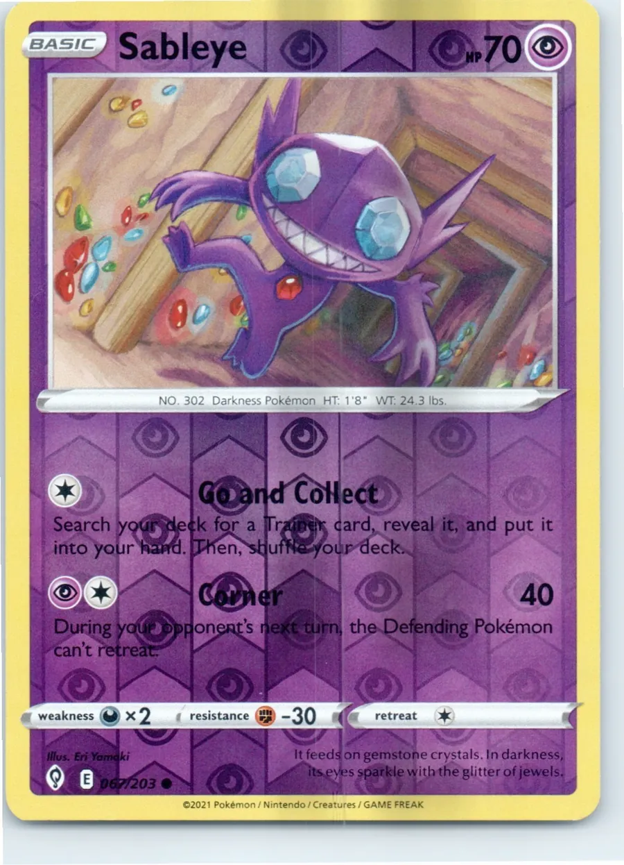 Sableye 067/203 front, the actual card for sale