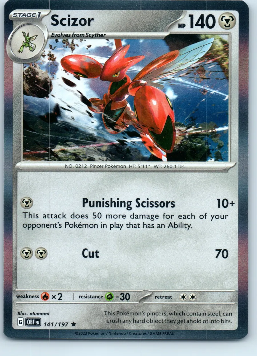 Scizor 141/197 front, the actual card for sale