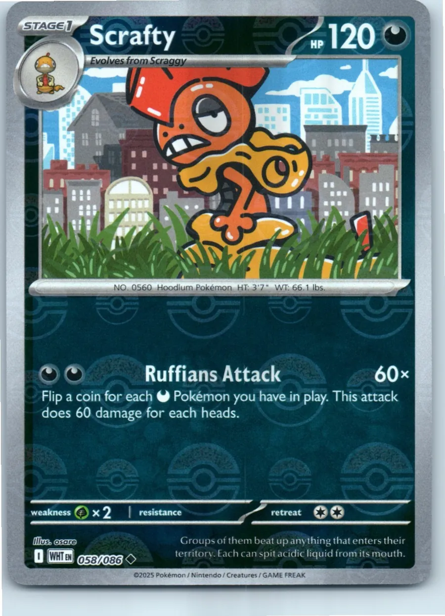 Scrafty 058/086 front, the actual card for sale