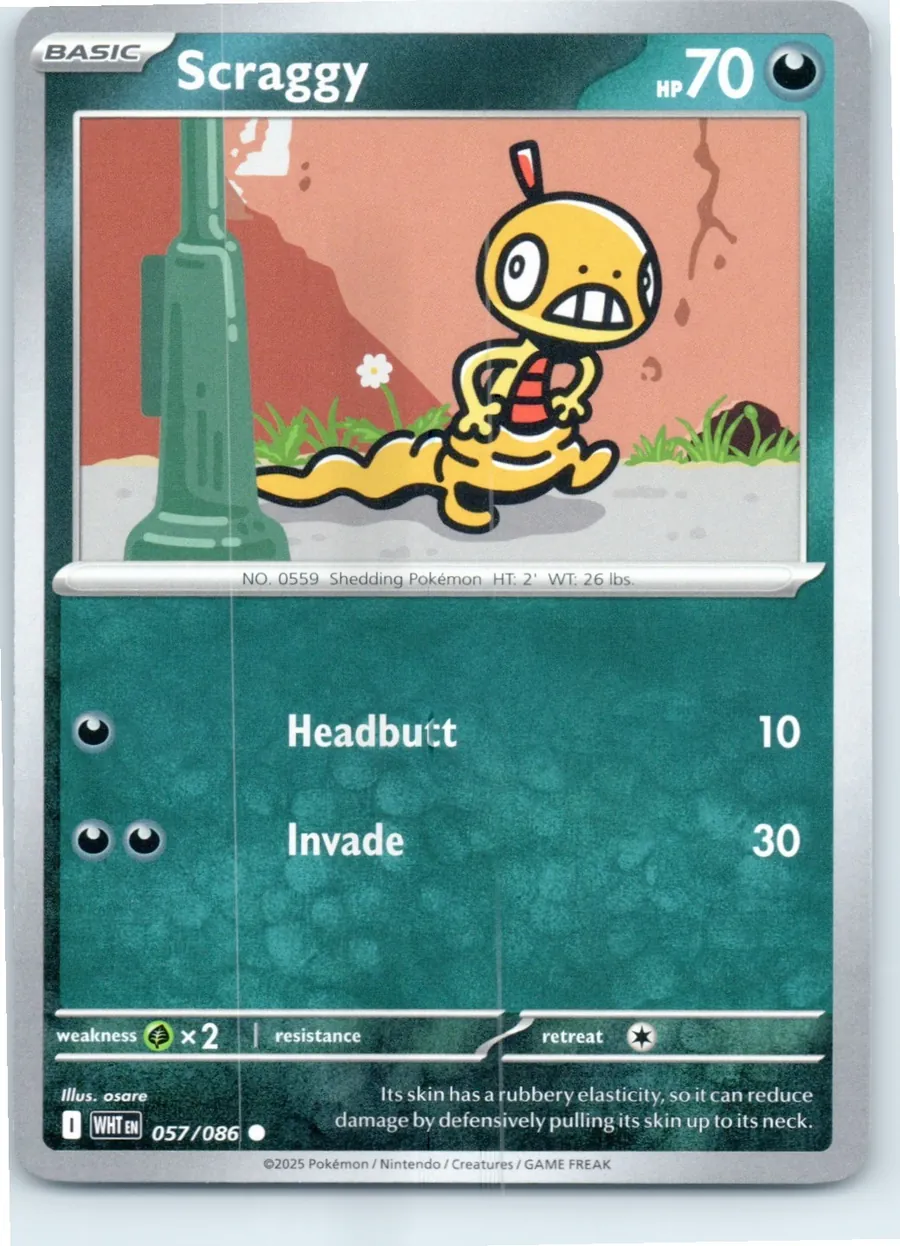 Scraggy 057/086 front, the actual card for sale