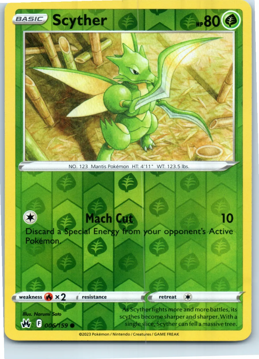 Scyther 006/159 front, the actual card for sale