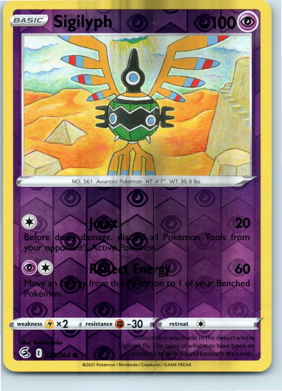 Sigilyph 123/264 front, the actual card for sale