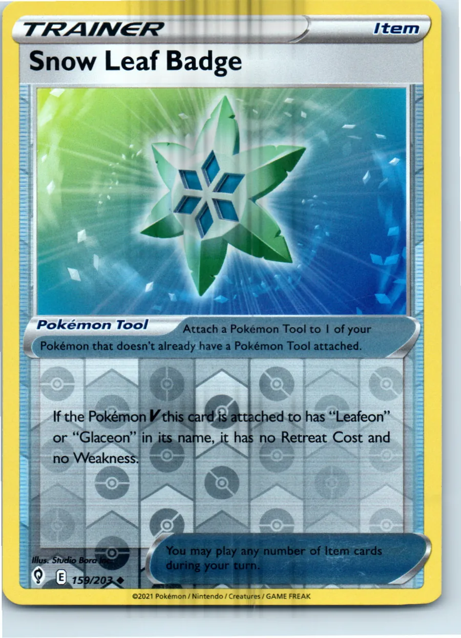 Snow Leaf Badge 159/203 front, the actual card for sale