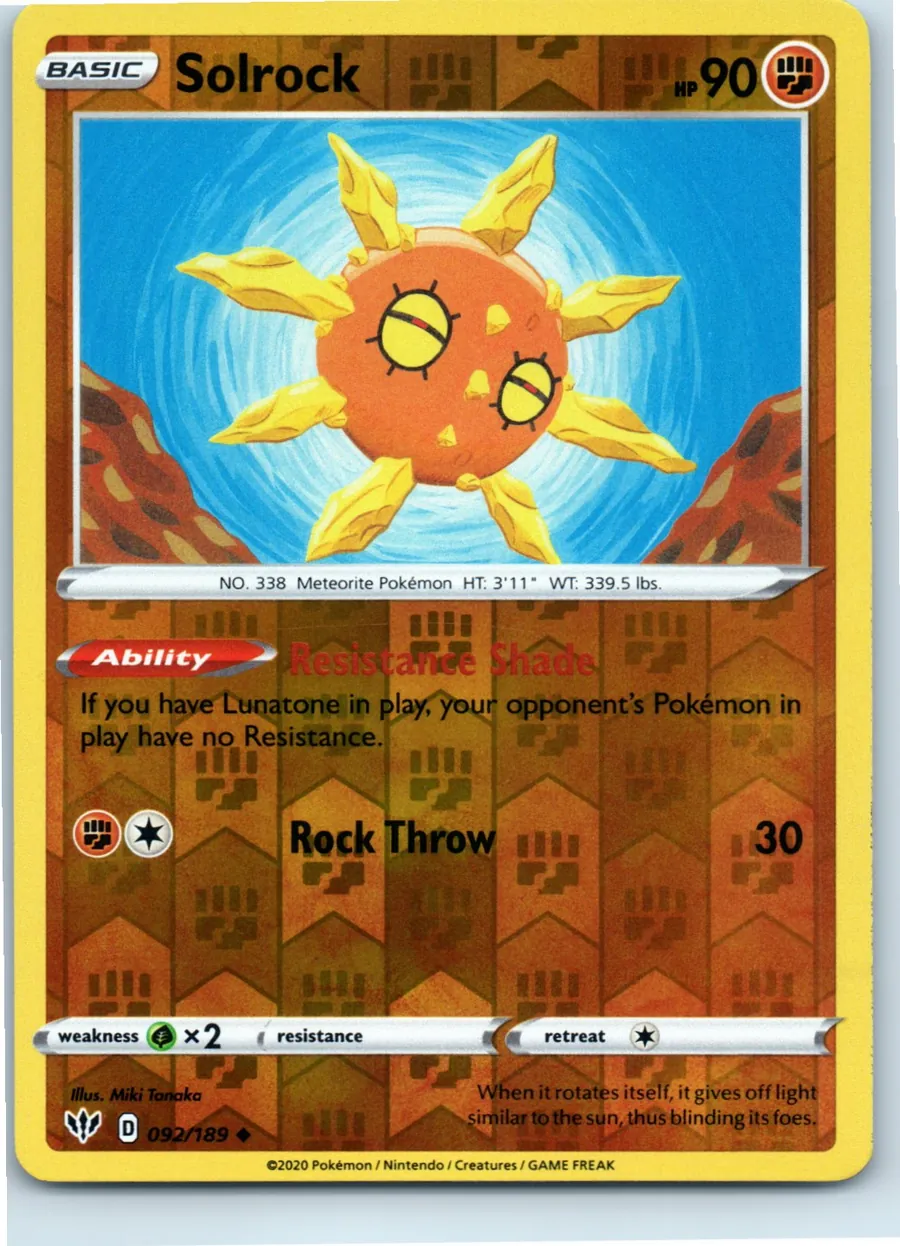 Solrock 092/189 front, the actual card for sale