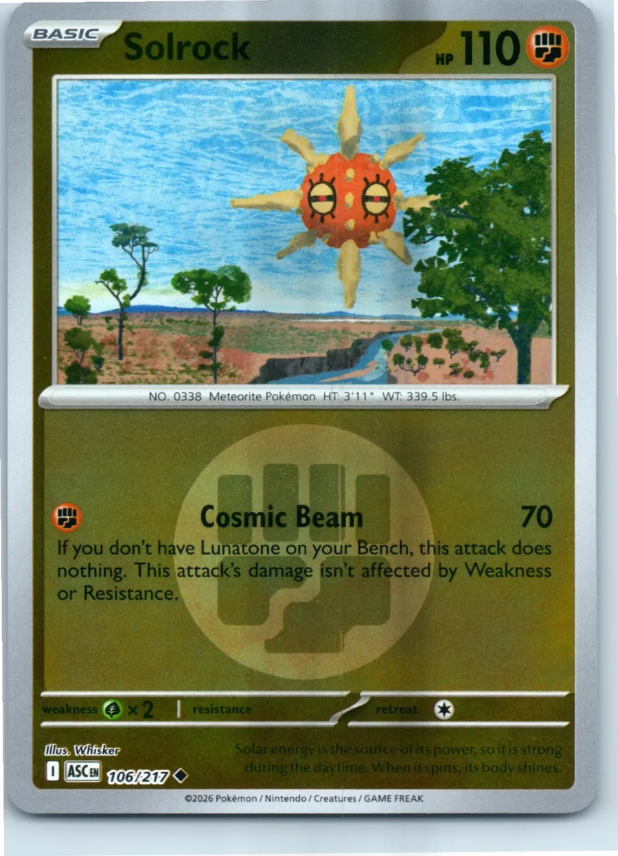 Solrock (Energy Symbol Pattern) 106/217 front, the actual card for sale