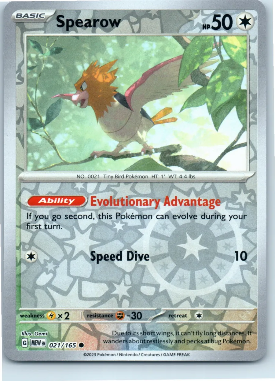 Spearow 021/165 front, the actual card for sale