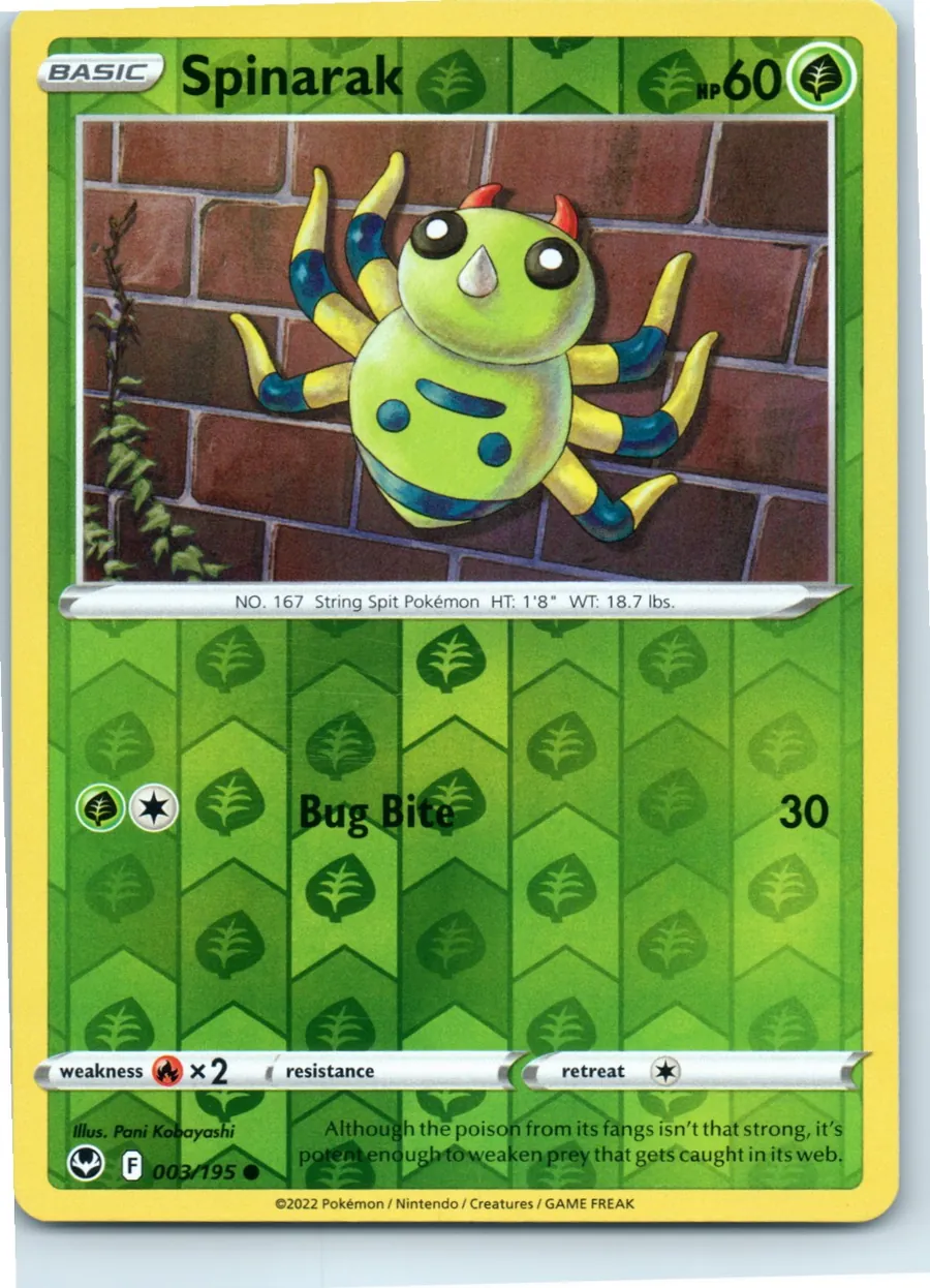 Spinarak 003/195 front, the actual card for sale