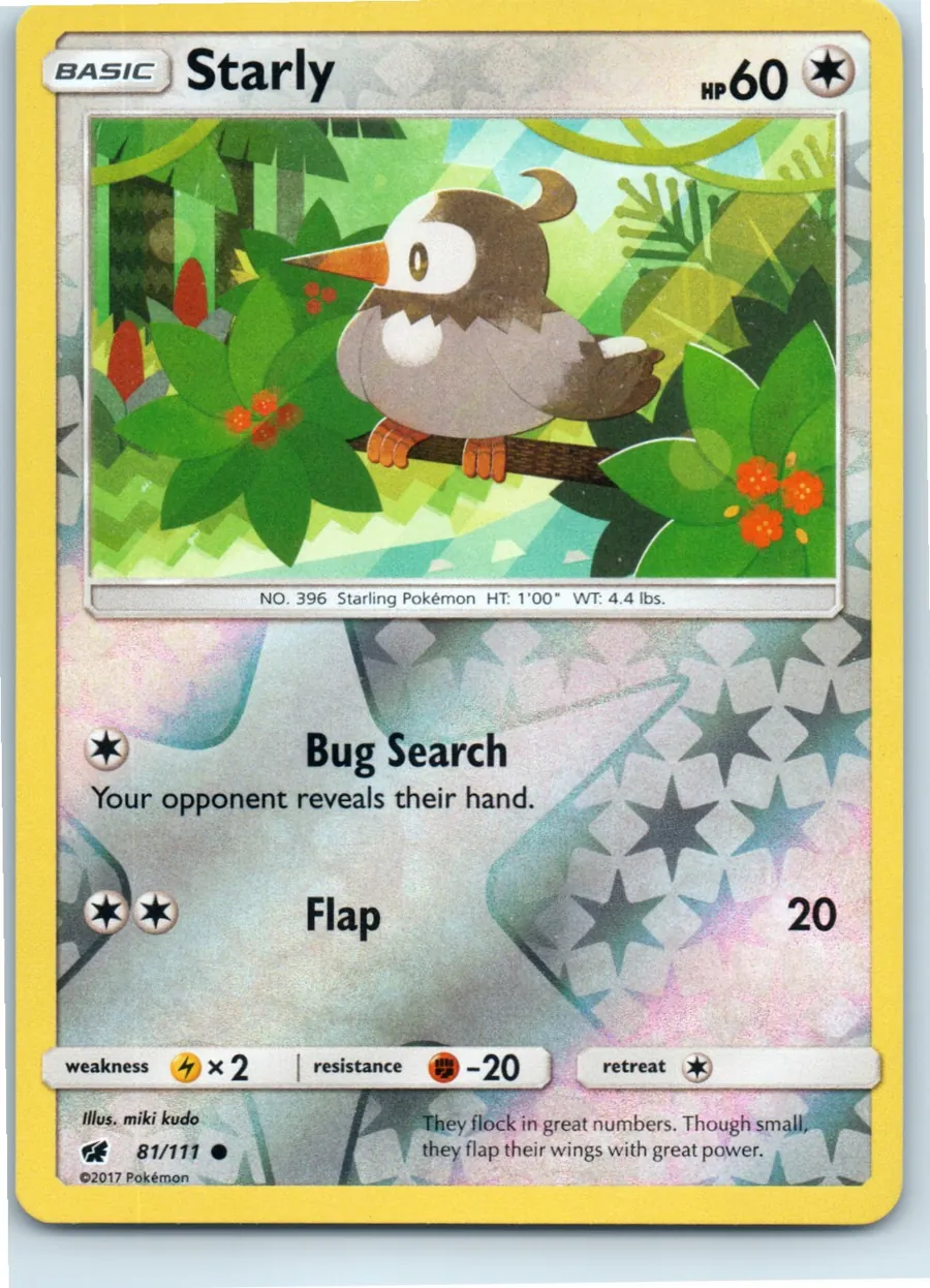 Starly 81/111 front, the actual card for sale