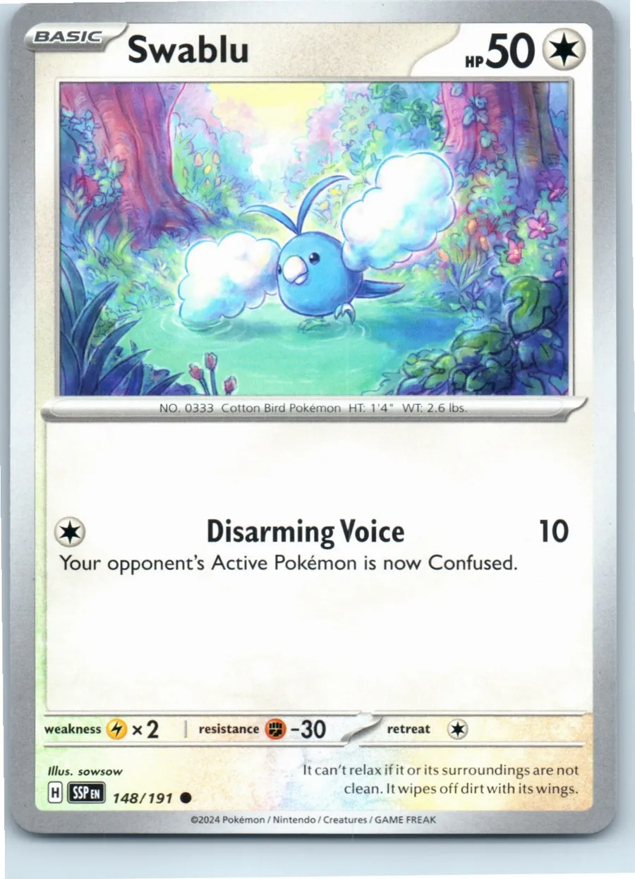 Swablu 148/191 front, the actual card for sale