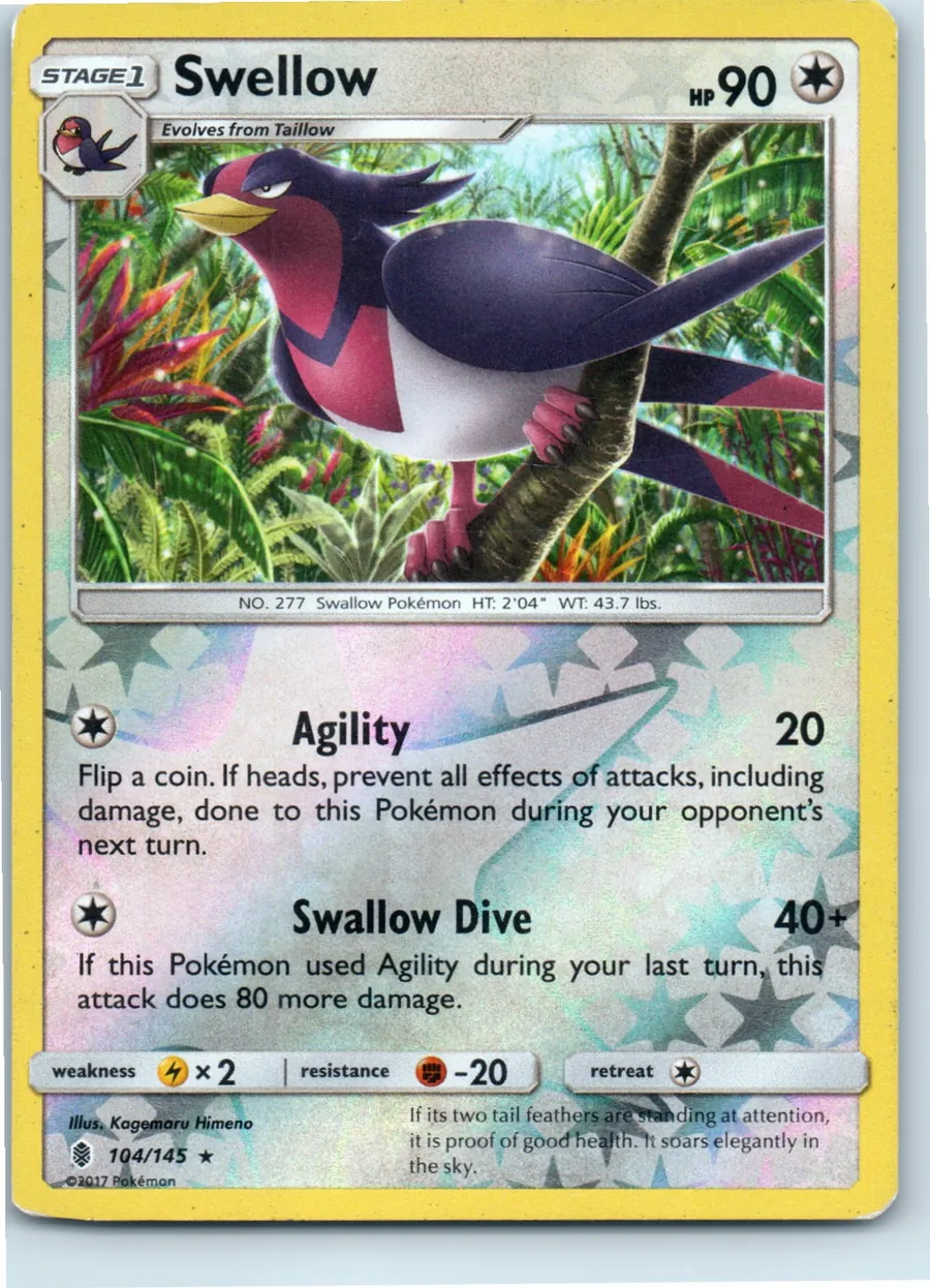 Swellow 104/145 front, the actual card for sale