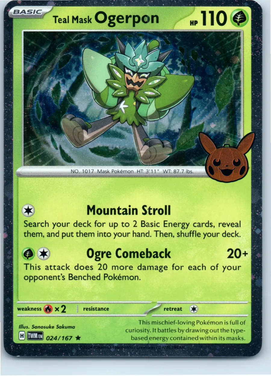 Teal Mask Ogerpon 024/167 front, the actual card for sale