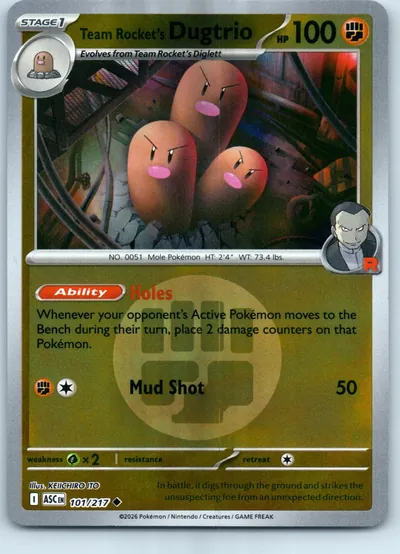Team Rocket's Dugtrio (Energy Symbol Pattern) 101/217