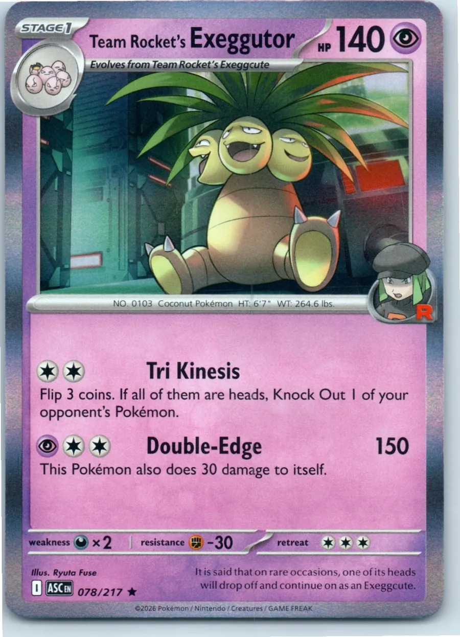 Team Rocket's Exeggutor 078/217 front, the actual card for sale