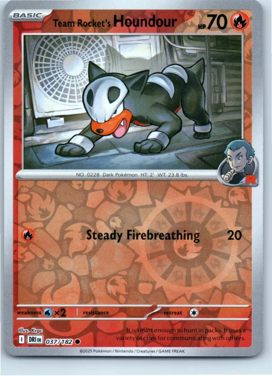 Team Rocket's Houndour 037/182 front, the actual card for sale
