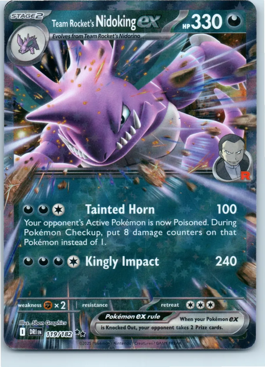 Team Rocket's Nidoking ex 119/182 front, the actual card for sale