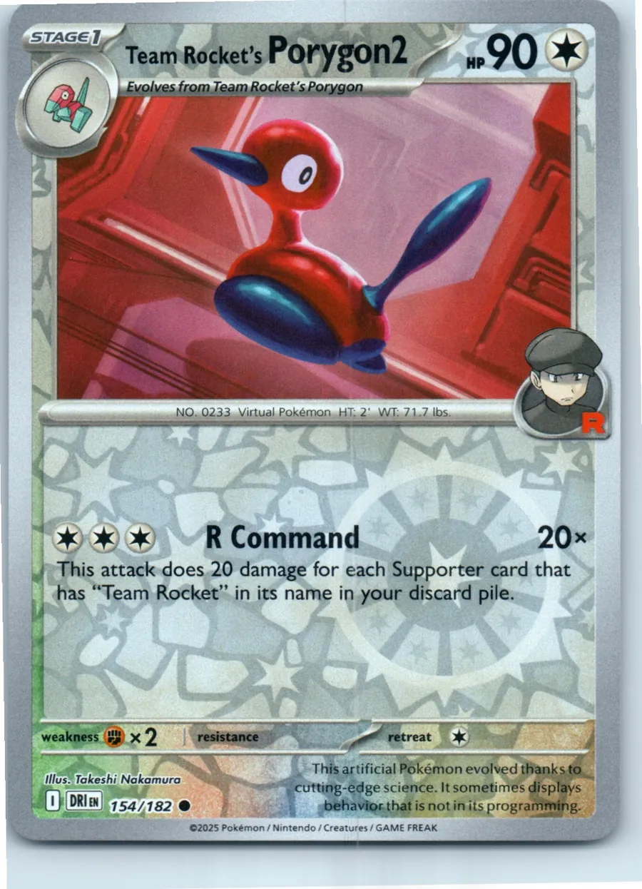 Team Rocket's Porygon2 154/182 front, the actual card for sale
