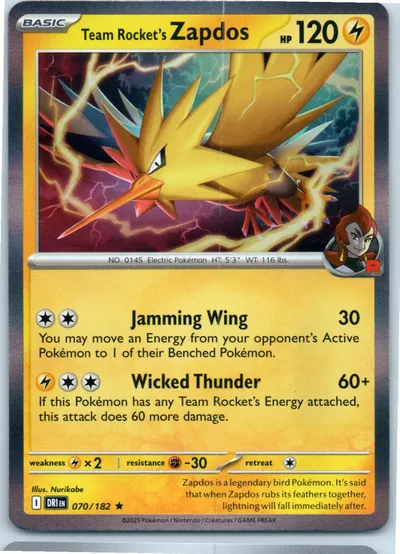 Team Rocket's Zapdos 070/182