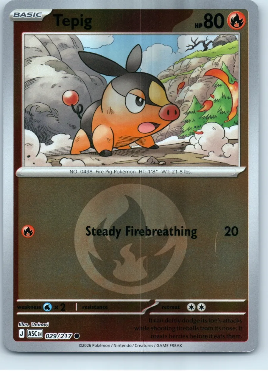 Tepig (Energy Symbol Pattern) 029/217 front, the actual card for sale