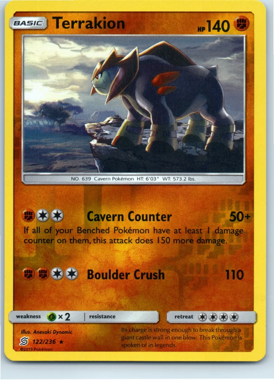 Terrakion 122/236 front, the actual card for sale