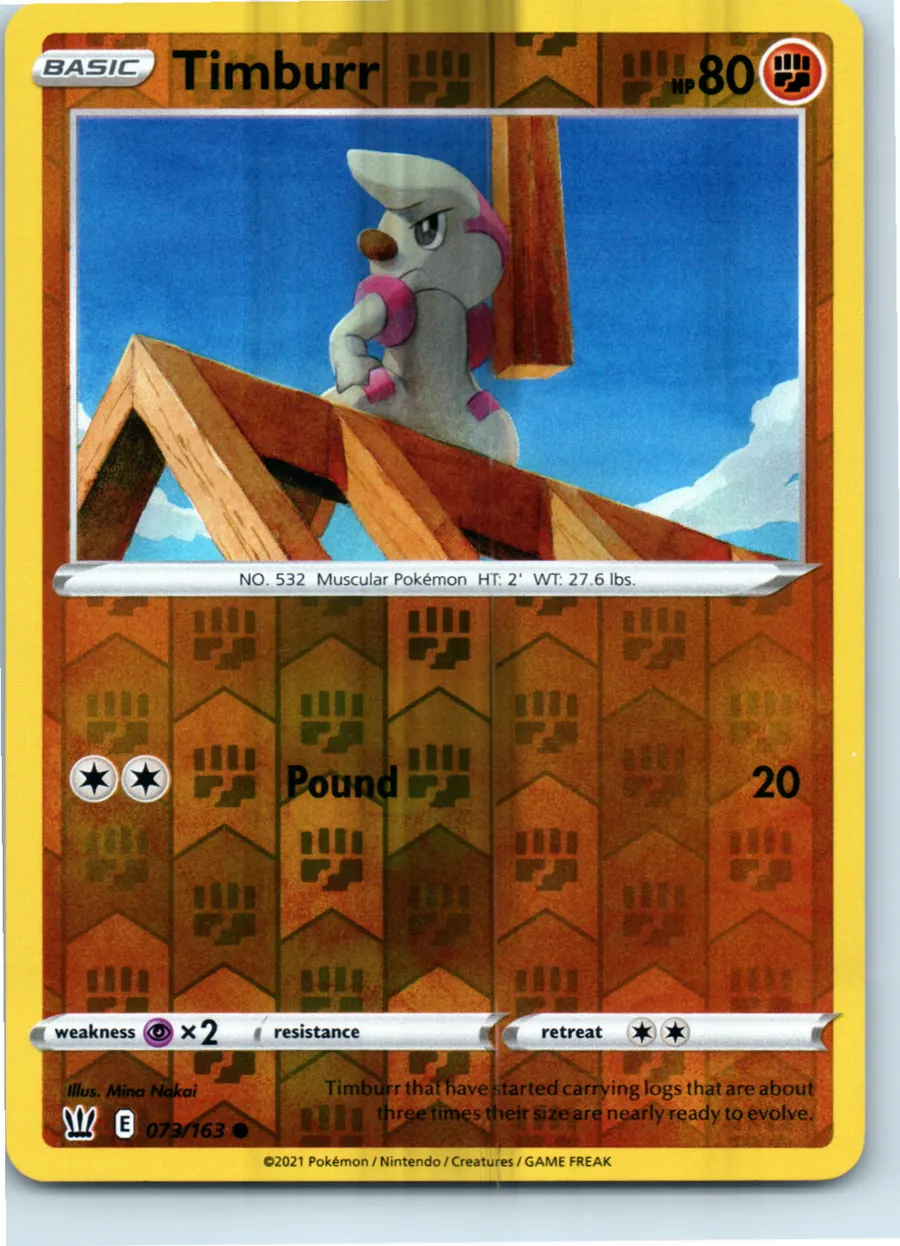 Timburr 073/163 front, the actual card for sale