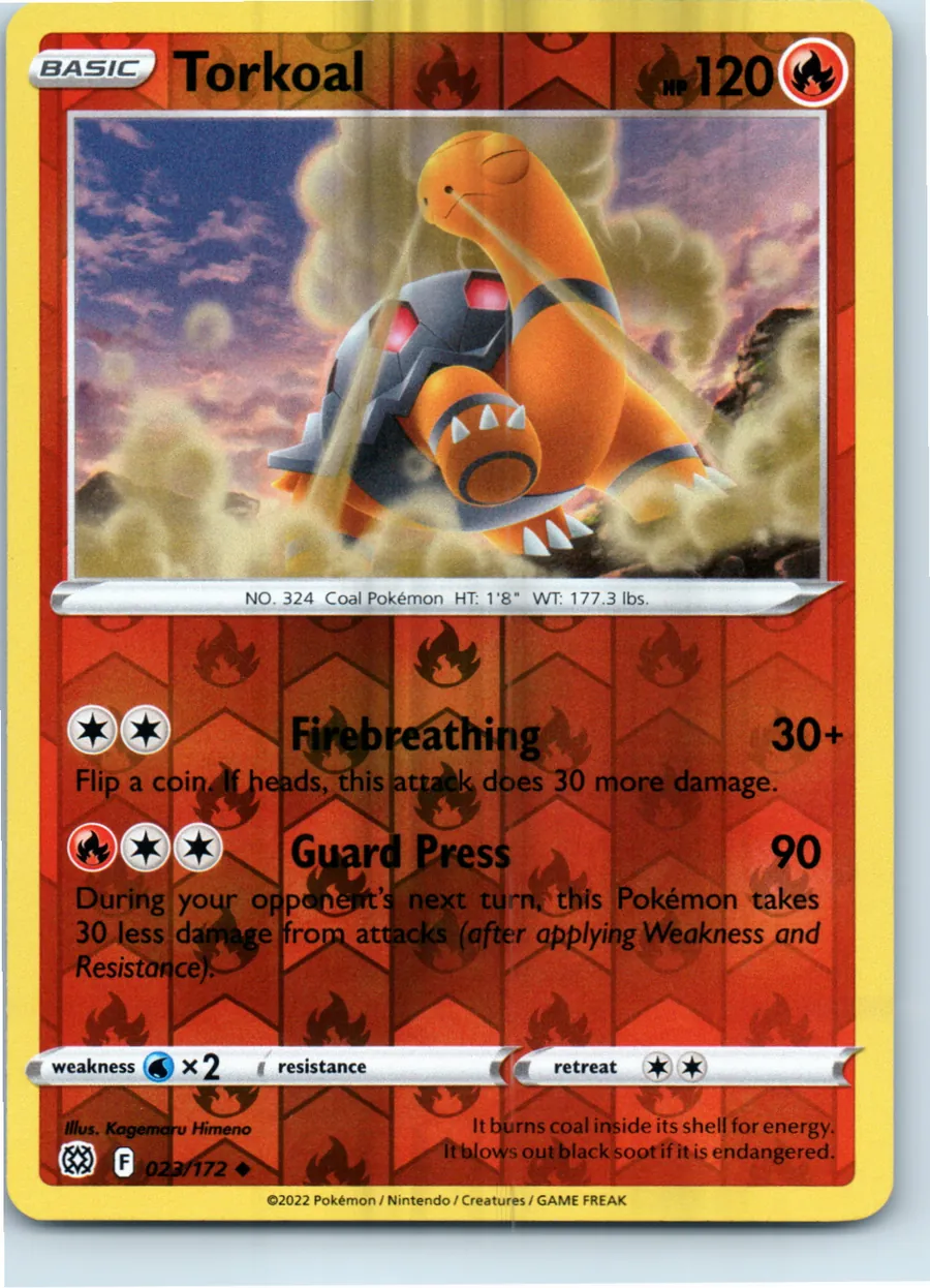 Torkoal 023/172 front, the actual card for sale