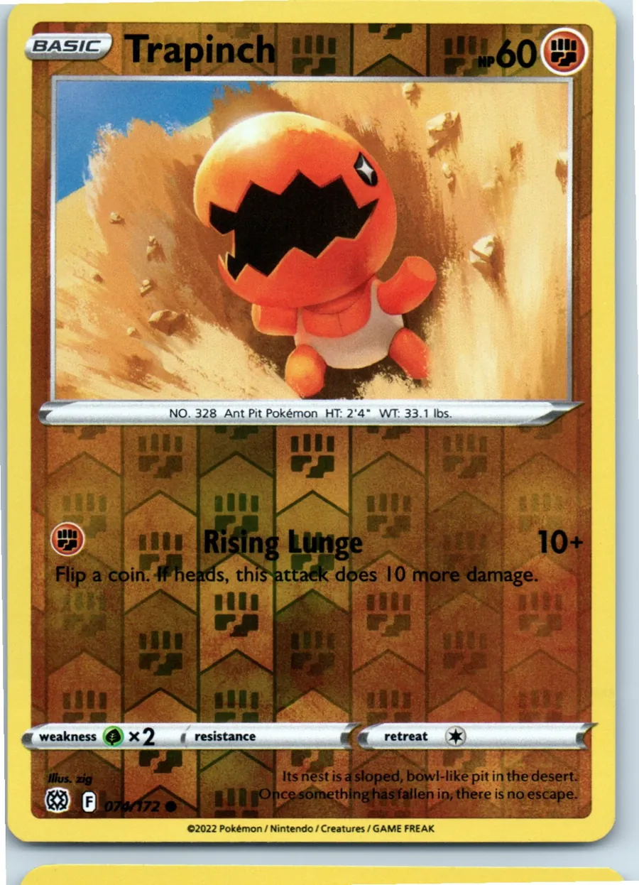 Trapinch 074/172 front, the actual card for sale
