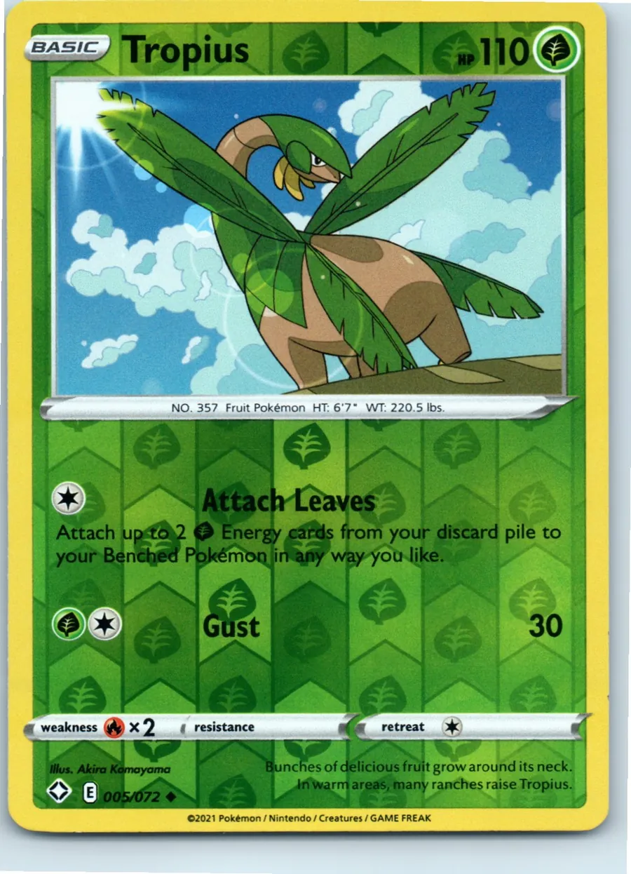 Tropius 005/072 front, the actual card for sale