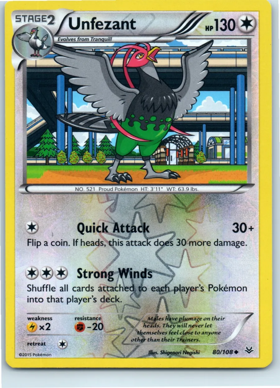 Unfezant 80/108 front, the actual card for sale
