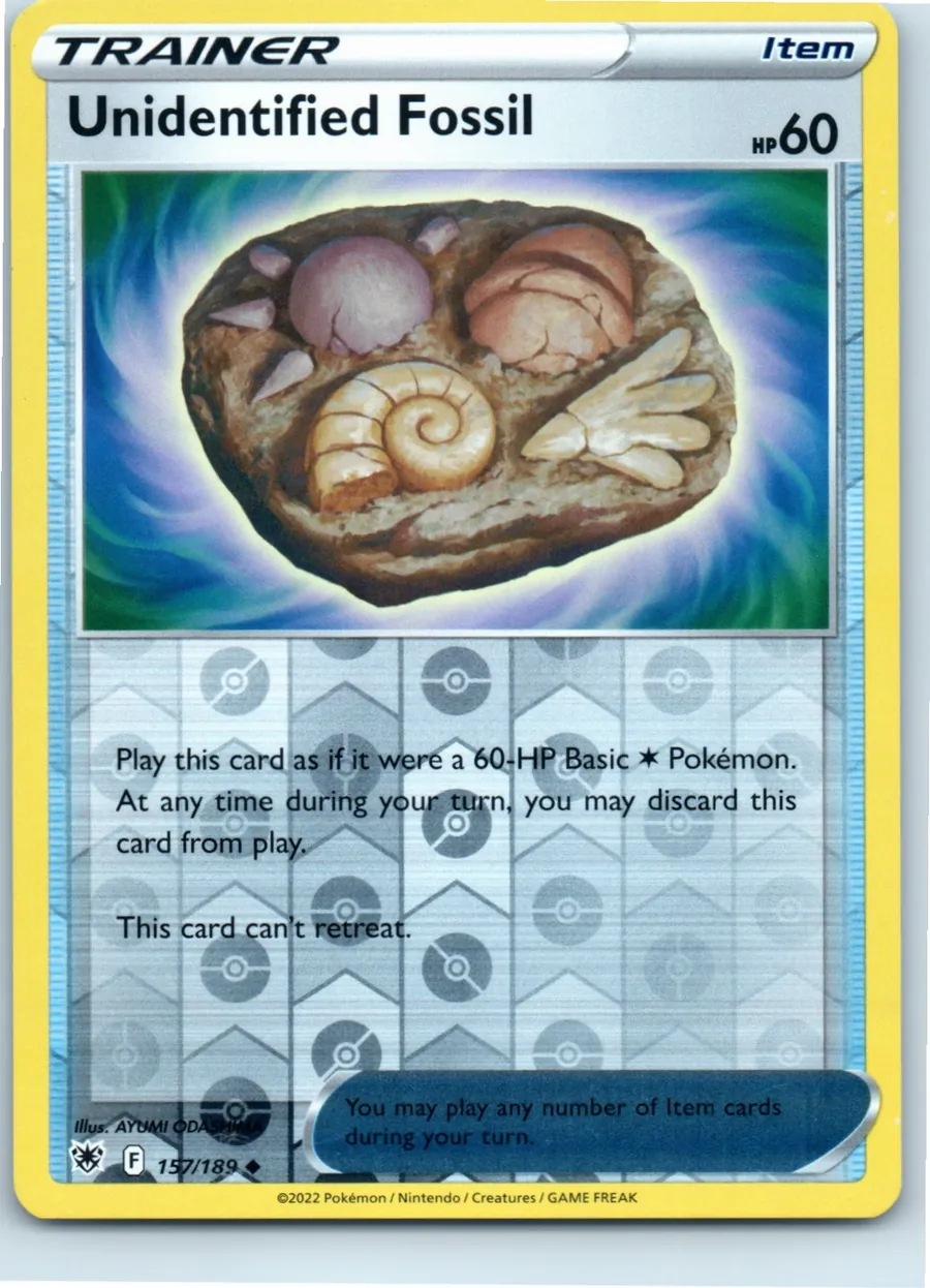 Unidentified Fossil 157/189 front, the actual card for sale