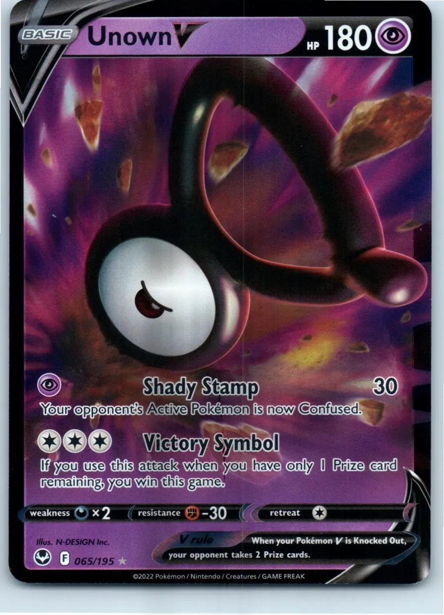 Unown V 065/195 front, the actual card for sale