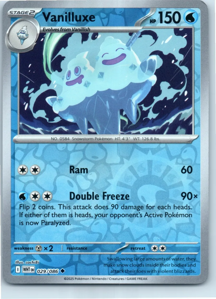 Vanilluxe 029/086 front, the actual card for sale